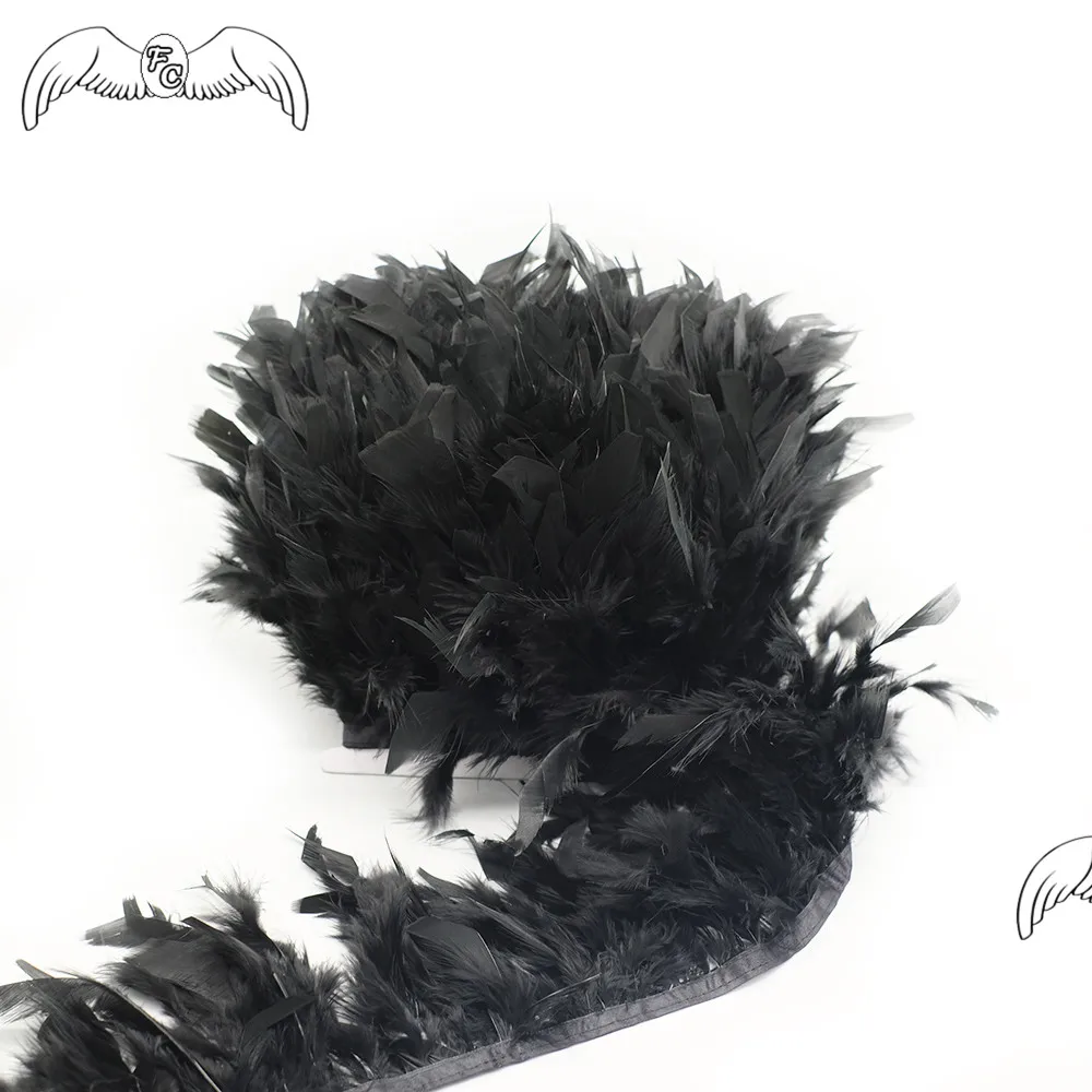 

Wholesale 5-10 meters Black Turkey Feather Trim Marabou Feathers Triming Fringe For Wedding Dress/Skirt DIY Crafts Jewelry Deco
