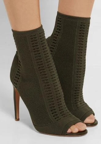 green peep toe booties