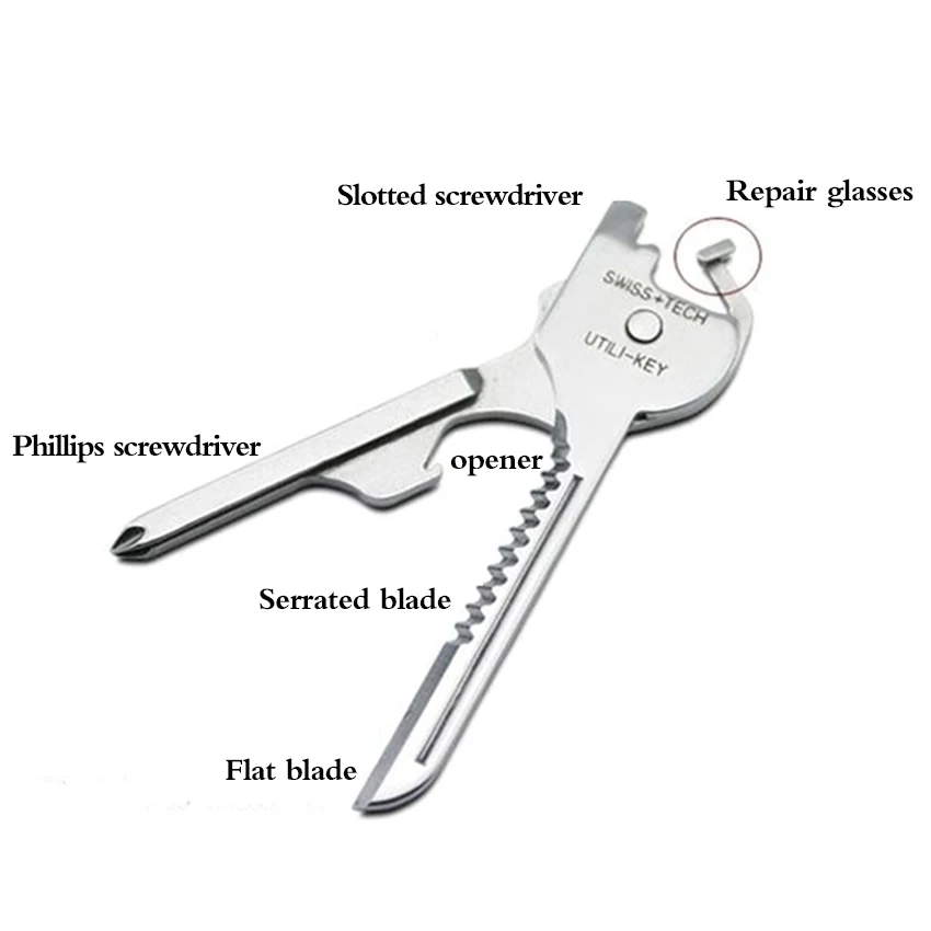 Polished Stainless Steel Finishwith The Utili-key Stainless Steel  Multi-function Can Opener Opener Folding Mini Opener Tool