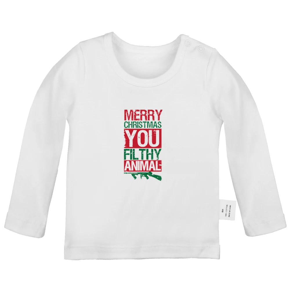 Веселое Рождество я грязные животные Питер и Венди Белоснежка Аладдин новорожденных футболки с длинными рукавами и графикой для малышей - Цвет: YcBabyYW467C
