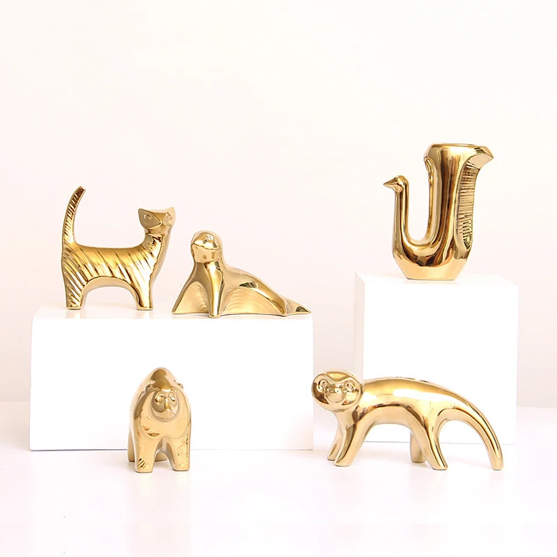 

Nordic Creative Golden Plating Ceramic Small Animal Crafts Home Soft Decoration Furnishings Personality Desktop Ornaments Gift