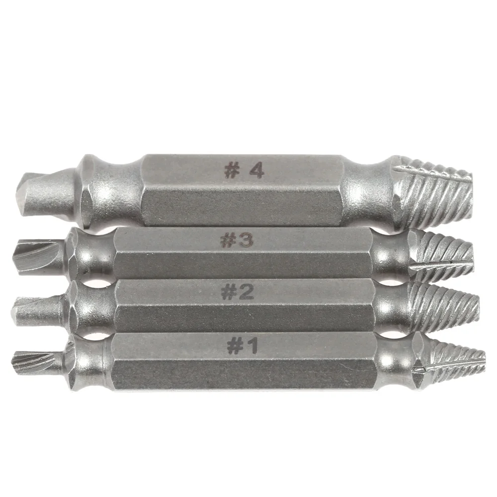 4PCS/Set Double Side Damaged Screw Extractor Drill Bits Out Remover
