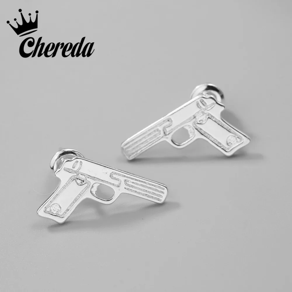 Chereda Gun Pistol Stud Earrings for Women Men Original Style Punk