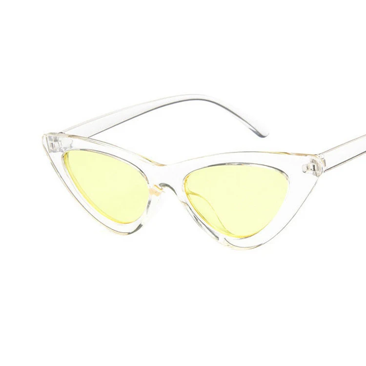 HAPTRON брендовые маленькие кошачий глаз солнцезащитные очки Женские винтажные черные красные белые солнцезащитные очки модные женские уличные стиль lentes de sol mujer - Цвет линз: C8transparent-yellow
