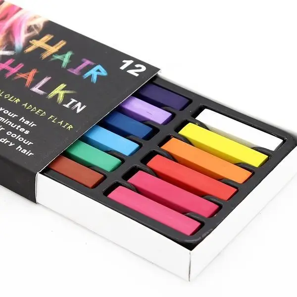 New Non-toxic Soft Hair Crayons Pastel Kit 12 Colors Dye Hair Powdery Cake Temporary Hair Chalk DIY Hair Salon Kit Tools