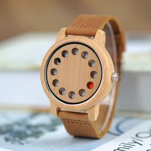 BOBO BIRD 12 отверстий дизайн бамбуковые деревянные часы Мужские кварцевые аналоговые часы erkek kol saati с кожаным ремешком в подарок