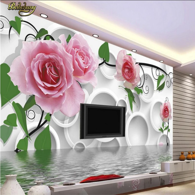 

beibehang Custom Photo 3d Wallpaper Mural Wall Sticker 3D Stereo Rose Tilt TV Background Wall Fresco papel de parede