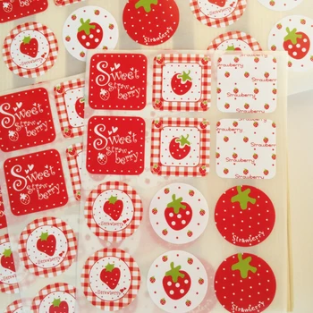 

Cute Strawberry Pattern Scrapbook Paper Sticker Label Adhesive Stickers DIY Decoration Gifts 24 Pcs/lot Wholesale
