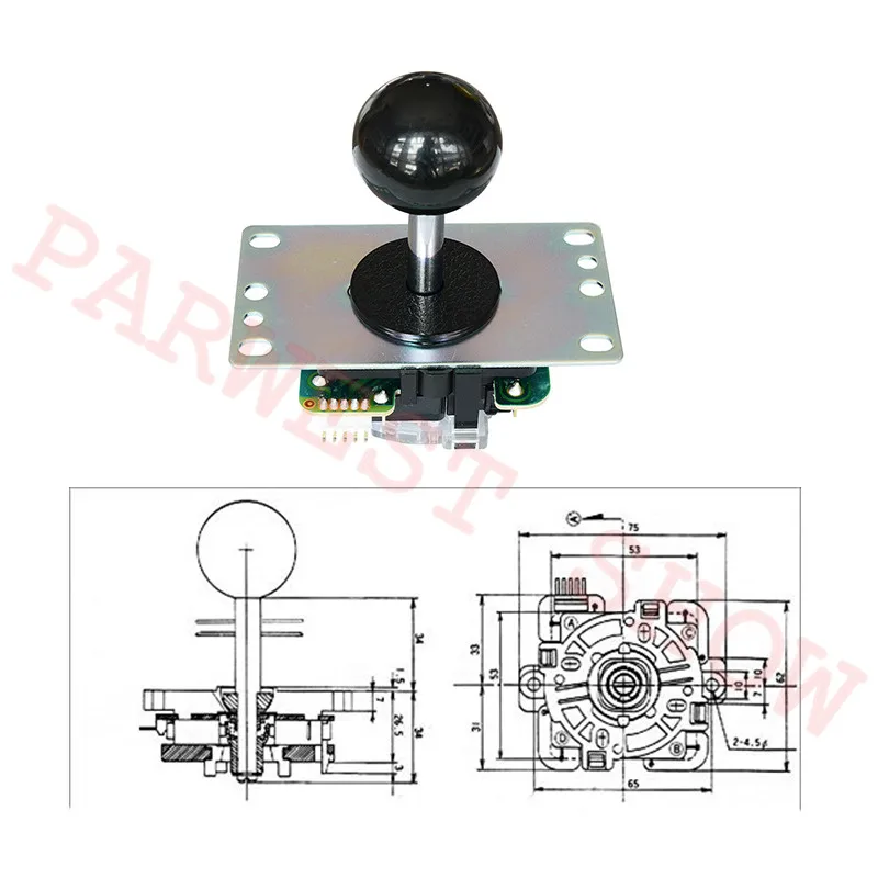 JLF-TP-8YT Япония Sanwa Джойстик с 4/8 способ работы/аркадный рокер wtih topball+ 5pin провод+ SANWA-GT-Y-восьмиугольный ограничитель комплект