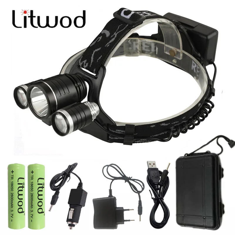 

Z20Litwod LED 13000LM XM-L T6 R5 Headlight Head Lamp Fishing Light LED Headlamp+2pcs 18650 5000mah Battery Charger+Car Charger