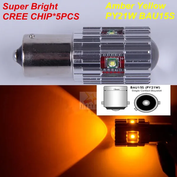 

NEW  Amber   YELLOW    White  25W CREE  Chip LED Bulb 7507 BAU15s  PY21W  Rear Turn Signal Light Error Free Projector