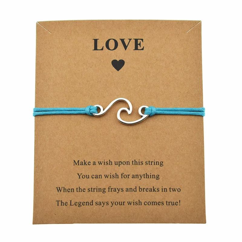 8 цветов Lucky Nautical casual Love Card Make a Wish океанская волна регулируемые браслеты с шармами для женщин и мужчин подарок Дружба Ювелирные изделия