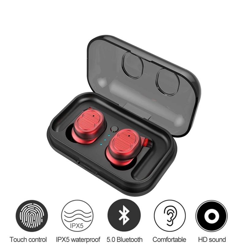 

TWS-8 Waterproof Wireless Headphone Mini Bluetooth Earphone Earpiece with Touch True Charging Box for Iphone XIAOMI Android