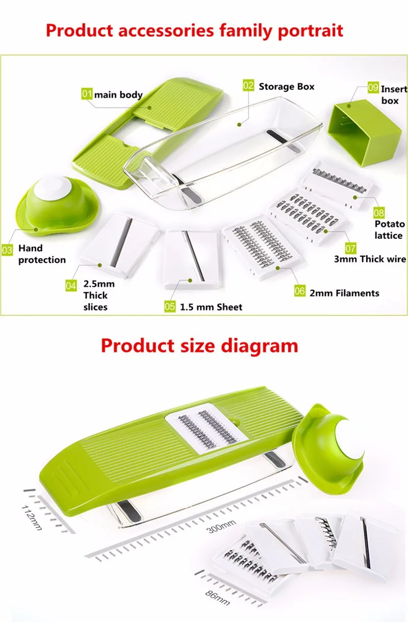 Мандолина слайсер ручной овощерезка с 5 лезвиями картофель морковь терка для овощей Лук слайсер кухонные аксессуары