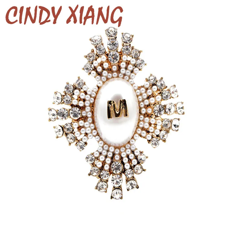 CINDY XIANG Rhinestone Cross Brooches for Women Fashion Wedding Bouquet Brooch Pin Pearl Baroque Jewelry High Quality New 2018