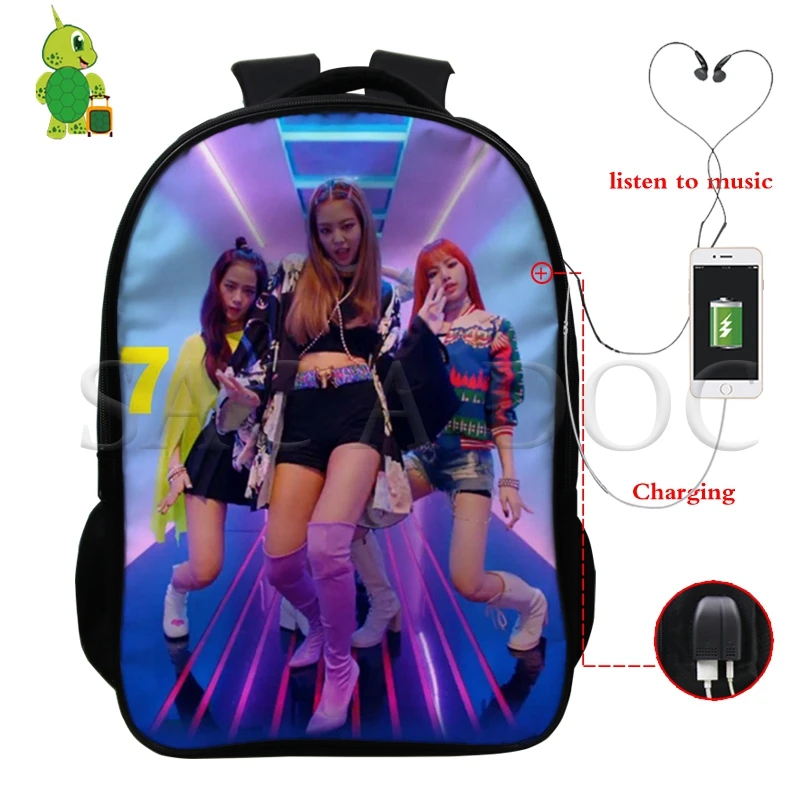 Корейские рюкзаки Kpop Blackpink Kill This рюкзак для женщин и мужчин USB зарядка для ноутбука сумка Jisoo/Дженни школьные и дорожные сумки - Цвет: 22