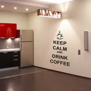 

Hot Sale Keep Calm And Drink Coffee Vinyl Stickers English Words Self Adhesive Wallpaper Home Decor DIY Wall D For Kitchen