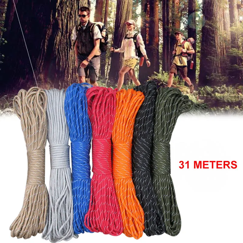 

Reflective Parachute Rope Explore Camping Cord Diameter 4mm Mountain Wear Resistance Nylon Handicrafts Heavy Load