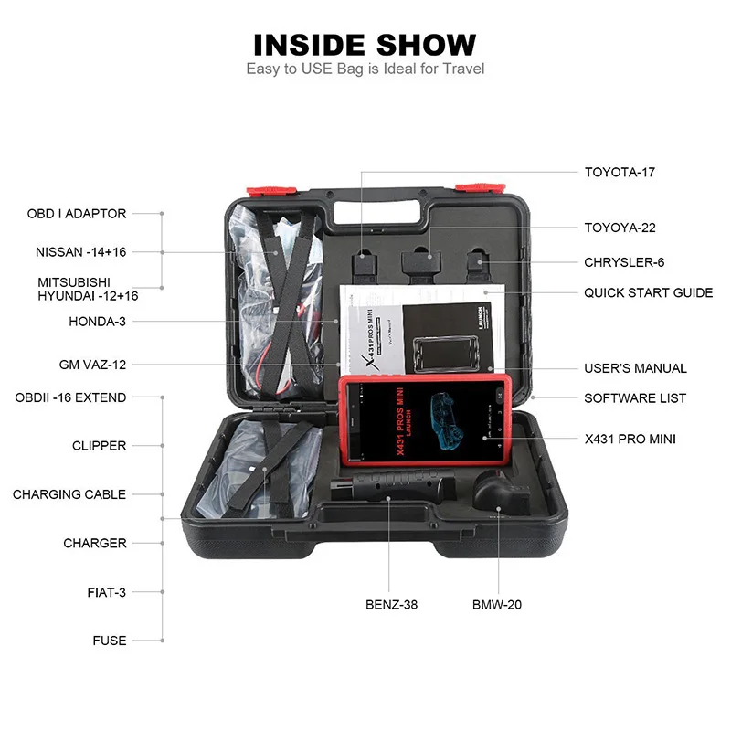 Launch X431 Pros Mini Automotive Scanner All System Car Diagnostic Scan Tool Autoscanner Diagnosis Tools ECU Coding Analyzer