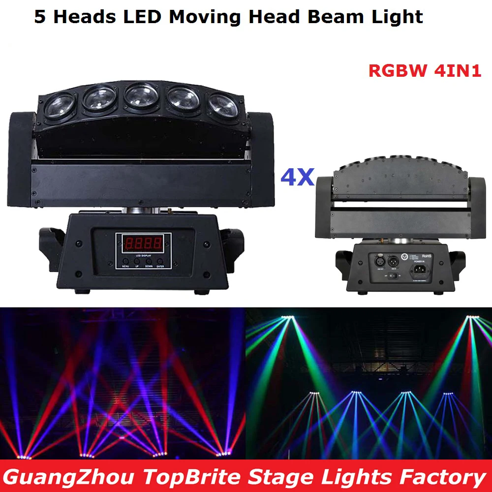 4 XLot 5 головок луч движущаяся голова мыть свет высокого качества 5*10 Вт стойка со светодиодными прожекторами движущиеся фары для вечерние
