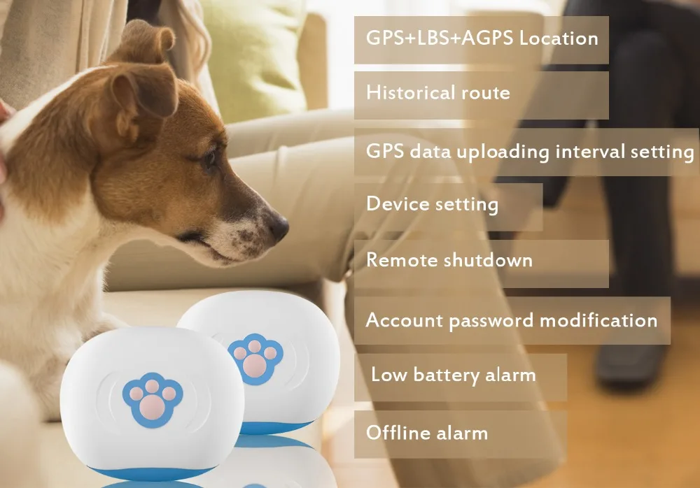 Smart MiNi Pet gps LBS следящее устройство ошейник водонепроницаемый IP67 для собаки кошки gps LBS SMS позиционирование Geo-Fence трековые устройства