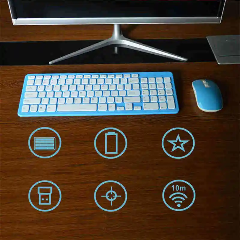 2,4G оптическая беспроводная клавиатура мышь комплект usb-ресивер беспроводной мыши комбинированный приемник для MacBook, ПК, ноутбук