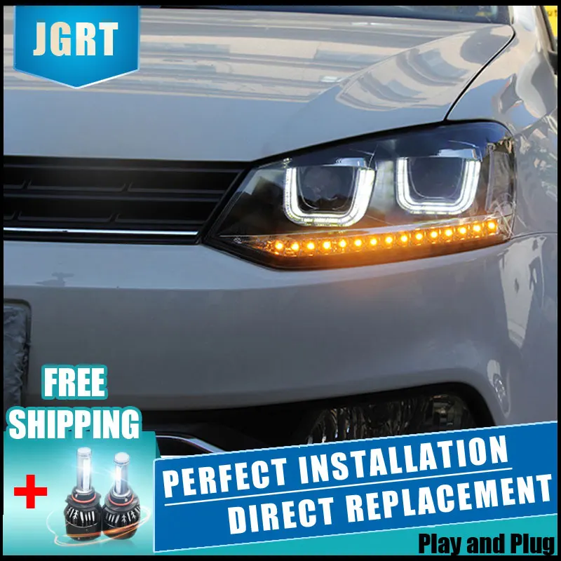  2PCS LED Headlights For VW Polo 2009-2015 Car Led Lights Double Xenon Lens Car Accessories Daytime  - 32906879310