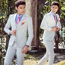 Осенне-зимняя обувь студия одежда для фотографирования в Корейском стиле тонкие мужские костюмы в английскую клетку модный костюм из трех предметов с жилетом YF125