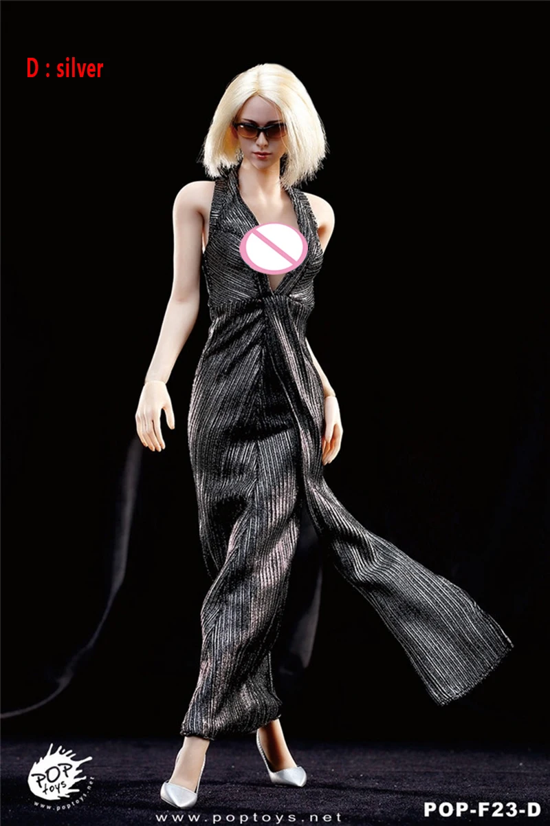 

POPTOYS F23D Silver 1/6 Women Female Marilyn Monroe Dress Skirt perpetual Clothes Suit For 12"Phicen Action Figure Doll Toys