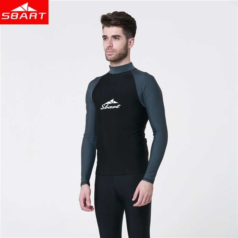

SBART Men Snorkeling Windsurf Rashguard Wetsuit Surf UV Protection Swim Shirt Diving Tops Long Sleeve Swimsuit for Surfing L720