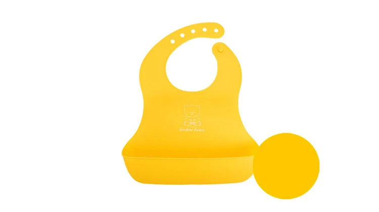 Милые Мультяшные Гибкие водонепроницаемые детские имитация кормления силиконовые нагрудники слюнявное полотенце для еды фартуки с карманом для мальчиков и девочек - Цвет: Цвет: желтый