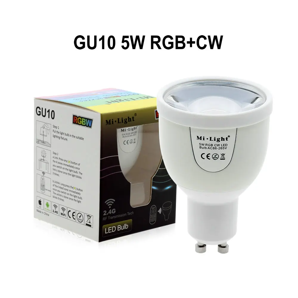 RGBW светодиодный светильник AC86-265V GU10 5 Вт/E27 6 Вт 9 Вт Светодиодный светильник RGBWW/RGBCW пульт дистанционного управления умный светильник ing светодиодный RGB лампа светильник s - Испускаемый цвет: GU10 5W RGBCW
