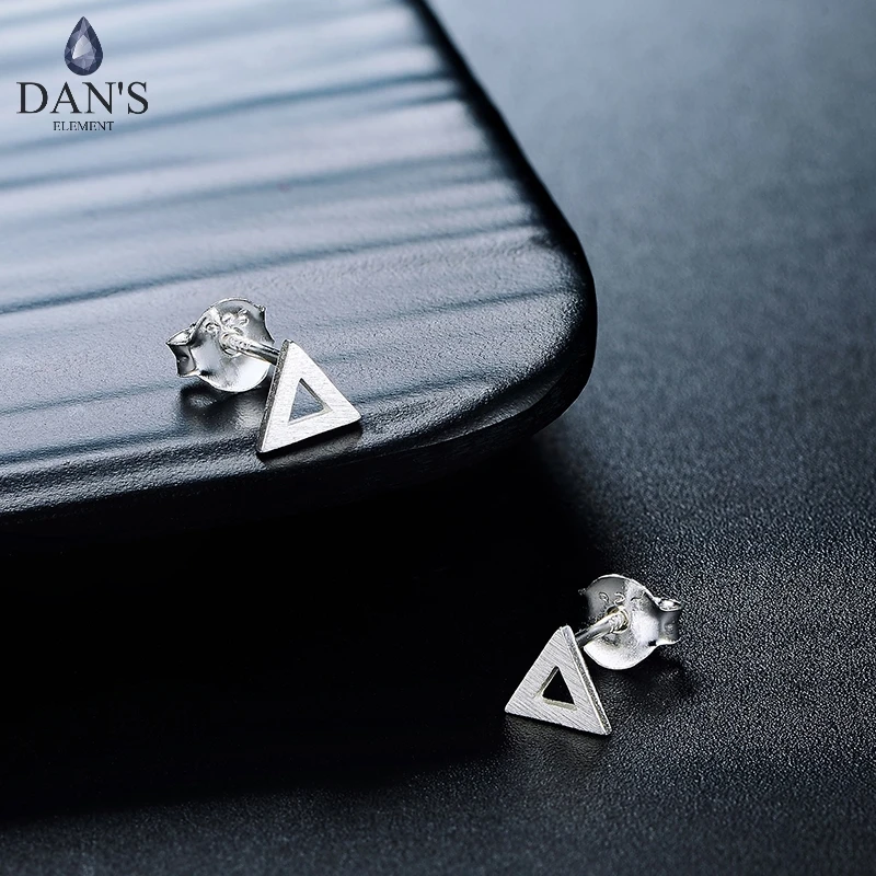 

DAN'S ELEMENT Wiredrawing Hollow Triangle Shape 100% 925 Sterling Silver Earrings S925 Fashion Jewelry For Women Stud DEEY220