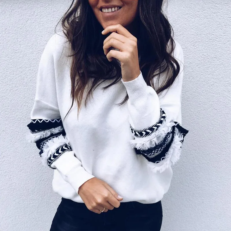 

LOSSKY Women's Hoodies Sweatshirts 2018 Autumn And Winter Fashion Stitching Print Striped Long-sleeved Women's Pullover Hoodies