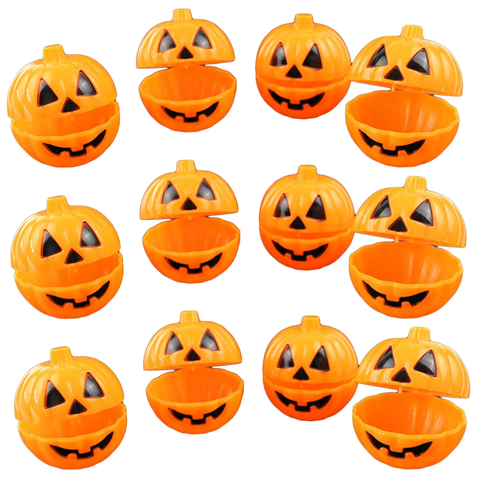 

NICEXMAS 12pcs Plastic Pumpkin Shaped Storage Box Case Container Halloween Mini Gift Holder Props For Halloween Party Decoration