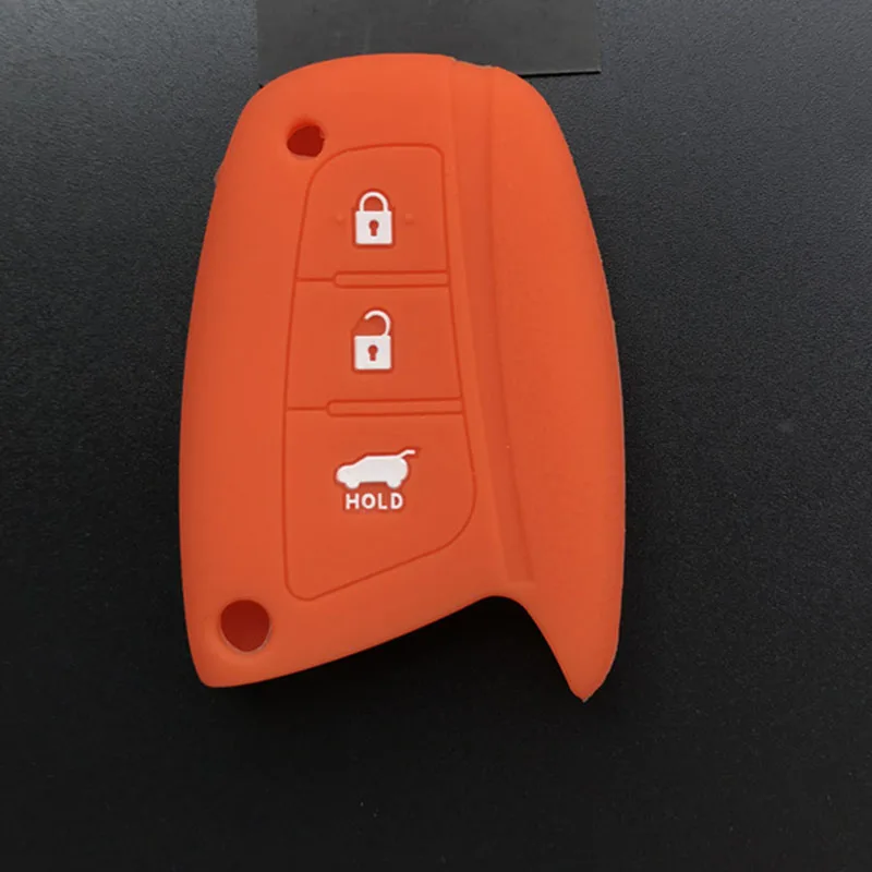 12 цветов силиконовой резины автомобиль ключ чехол для hyundai SantaFe IX45 бытие Equus 3 кнопки ключа автомобиля - Название цвета: Оранжевый