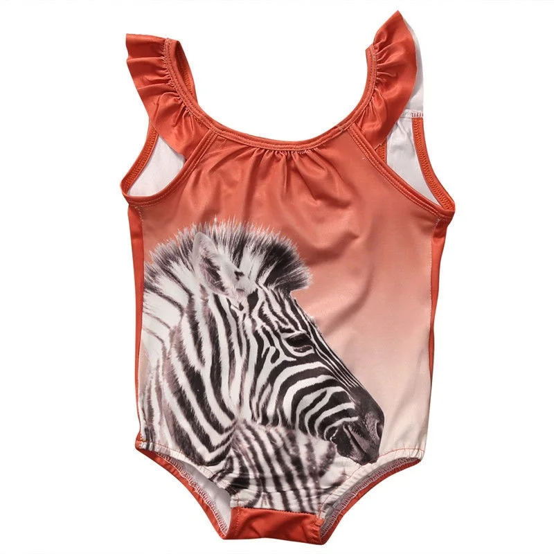 Zebra Printed Baby Girl Swim Kids Baby Girls Swimsuit Costume Swimwear Beachwear Bikini Set Bodysuit Clothes One-piece Swimsuits