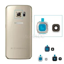 1 комплект для samsung Galaxy S6 Edge стеклянный объектив камеры+ металлическая рамка запасная часть с 3M наклейкой