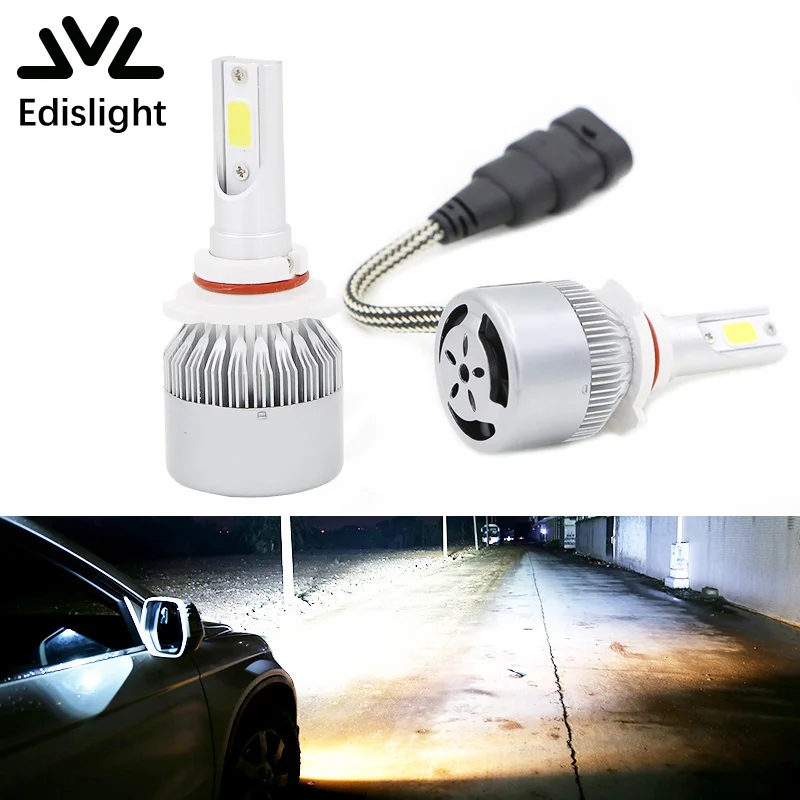 Edislight пара 72 Вт 7600LM светодиодный комплект фар белый свет ближнего света лампы для 2000-2006 Chevrolet Suburban COB фары 6000 K