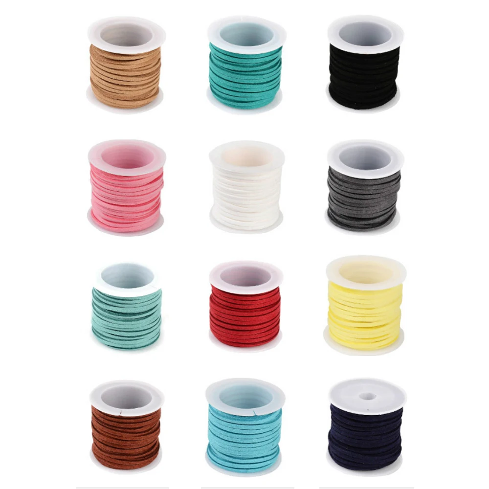 

Pandahall Approx 5m/roll 3x1.5mm Flat Korea Faux Suede Cord Lace Beading Thread String for Beginners Bracelets Necklace Craft