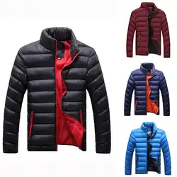 SHUJIN зимняя куртка для мужчин 2018 Мода сплошной воротник-стойка, мужская куртка-пуховик однотонный Зимний Плюс Размер Уличная теплые куртки