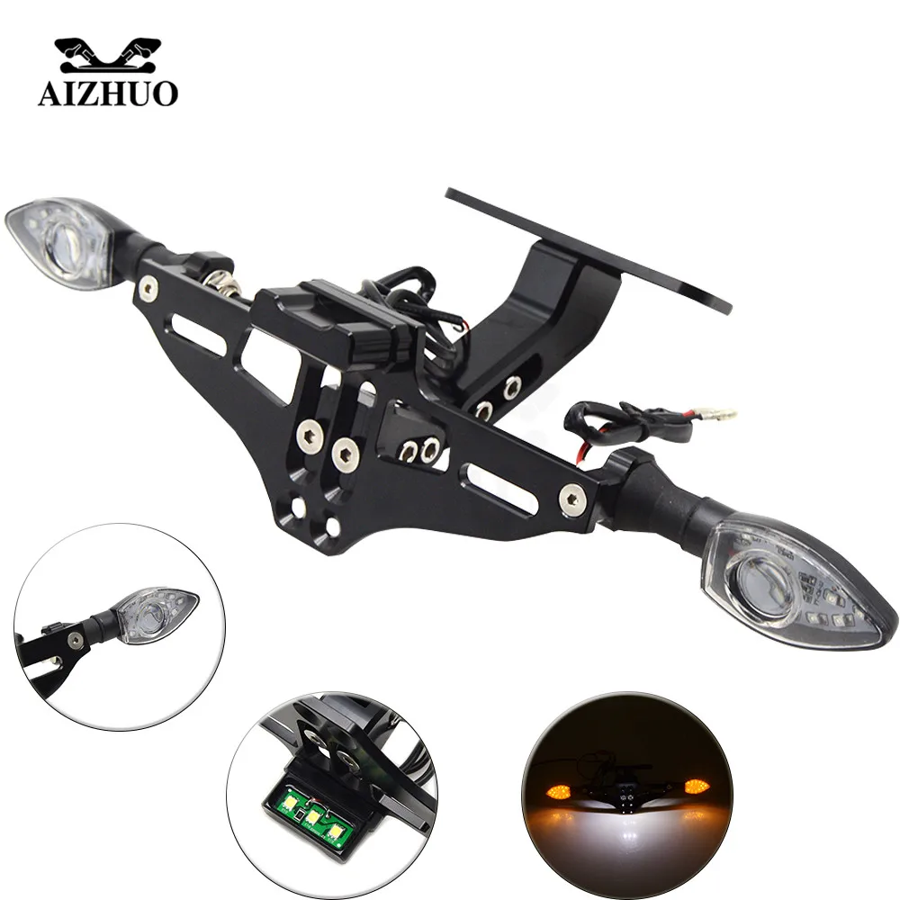 

Motorcycle Universal License Plate Bracket Holder Turn signal lights FOR z650 nmax tmax 530 pcx 125 honda cbr 600 f4i z1000sx