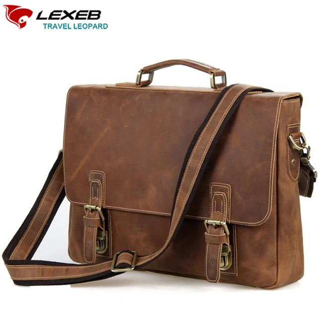 Lexeb Brand Vintage Leather Messenger Bag Men Business Handbags High Lexeb Brand Vintage Leather Messenger Bag Men Business Handbags High Quality Crazy Horse Briefcase Laptop