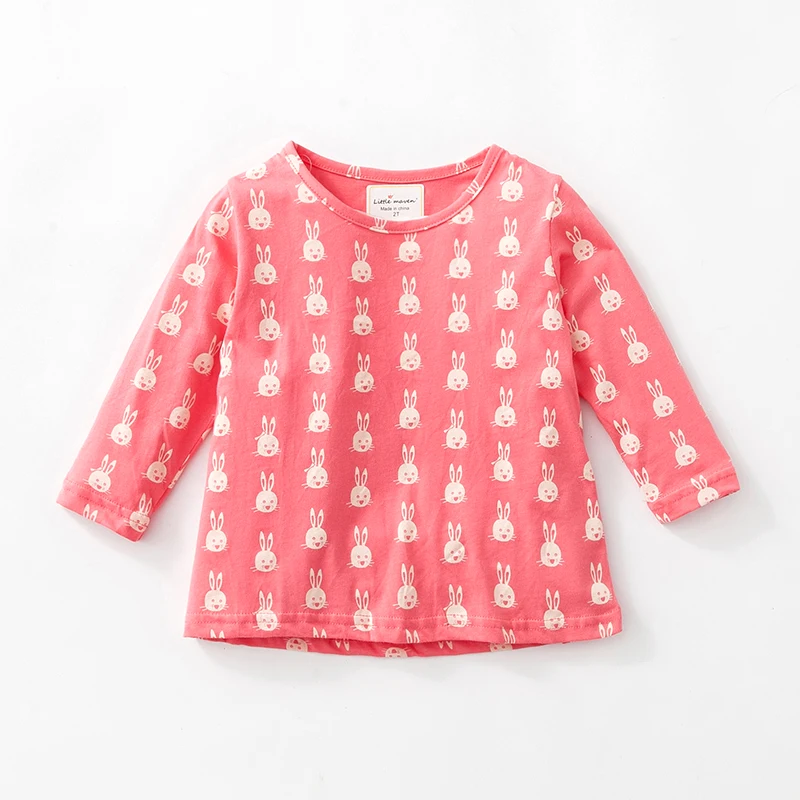 Little maven children brand baby girl clothes autumn new girls cotton long sleeve bunny print t shirt 51151