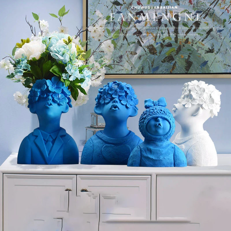 Billig Nördlichen Europa Harz Vase Figuren Kreative Nette Jungen Büro Wohnzimmer Desktop Ornament Einrichtungs Dekoration Handwerk Kunst