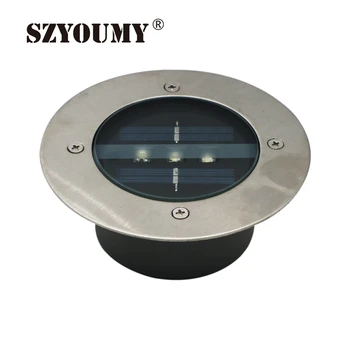 

SZYOUMY 3 LED Metal Buried LED Lawn Light Outdoor Solar Powered Underground Lights 20PCS DHL Fast Shipping