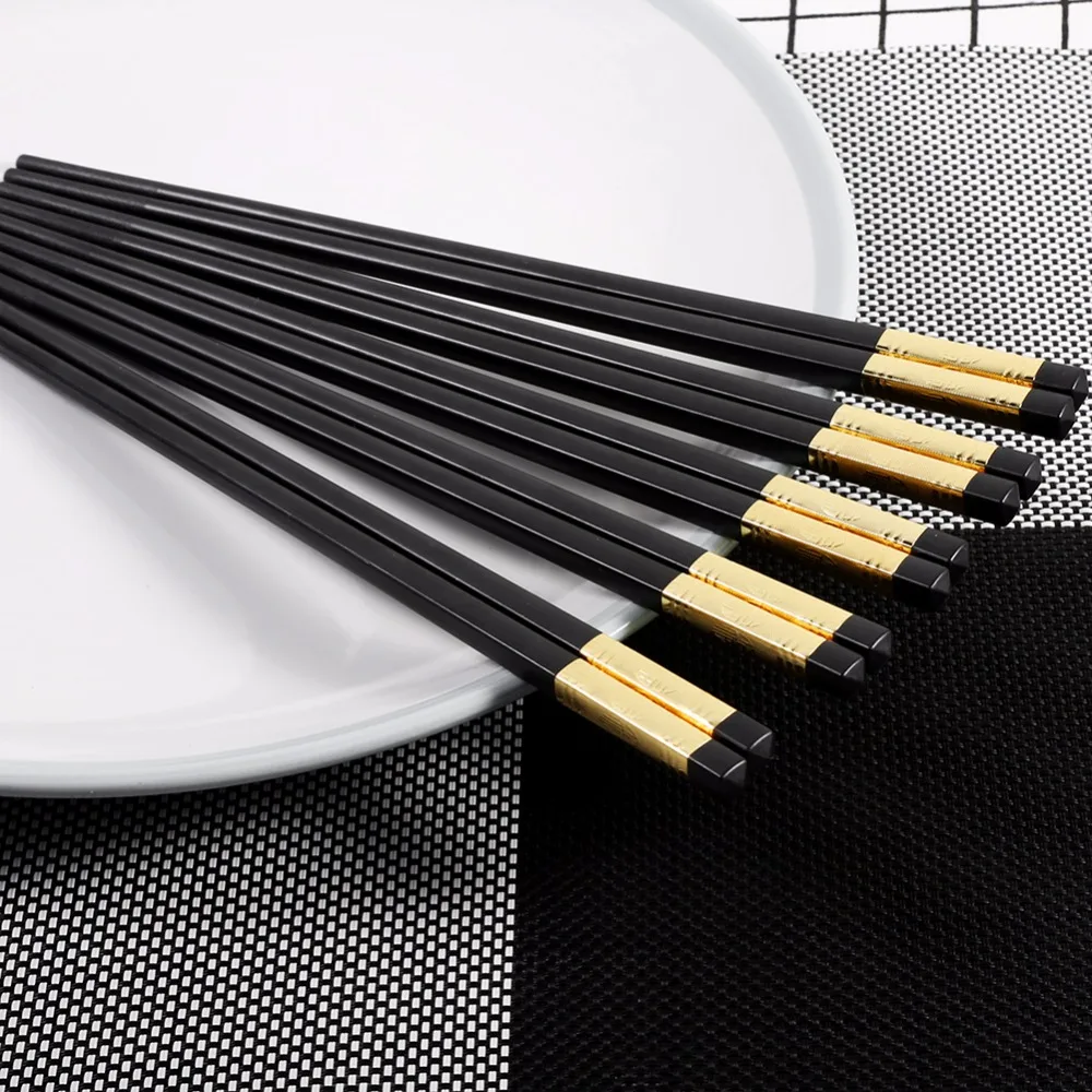 10 Pairs Chinese Chopsticks Reusable Non Slip Chinese Words Chop Sticks for Home Hotel