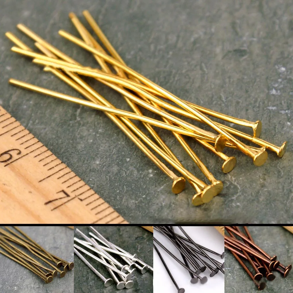 200 шт./пакет 15 20 30 35, 40 45 50 60 70 мм Металл Headpins плоской головкой Pin для изготовления ювелирных изделий Выводы аксессуары оптовые поставки