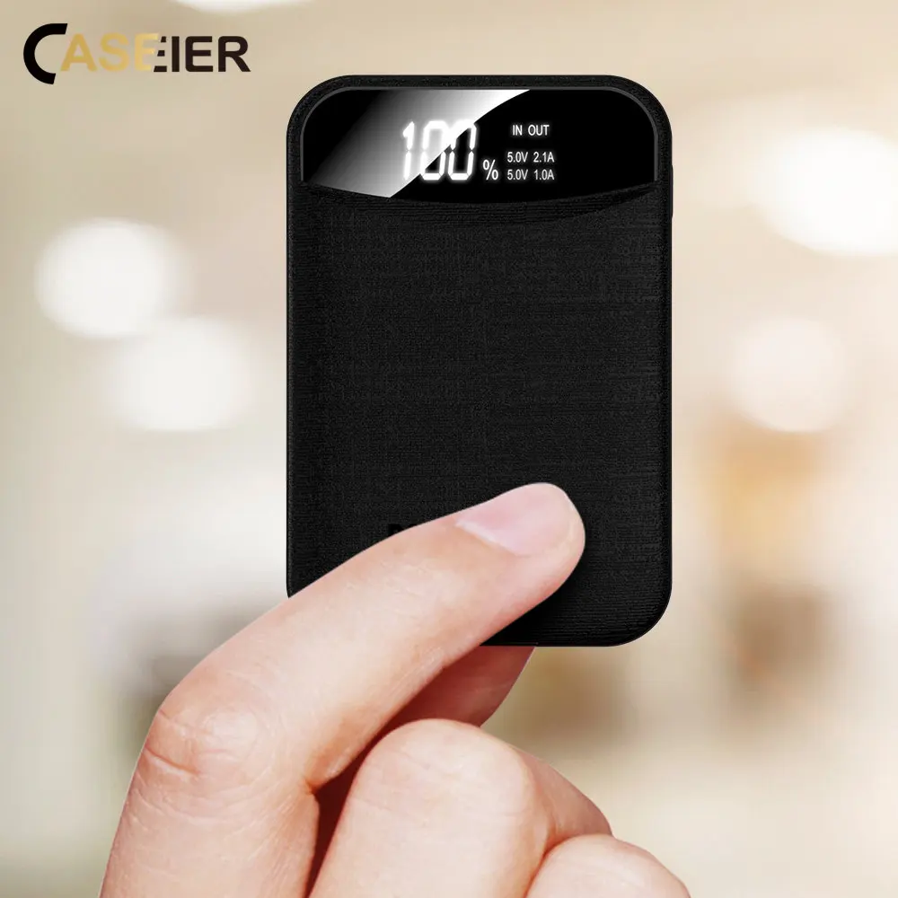 

CASEIER 10000mAh Mini Power Bank For iPhone Samsung Mobile Phone Portable Charging LED Display Powerbank External Battery Pack