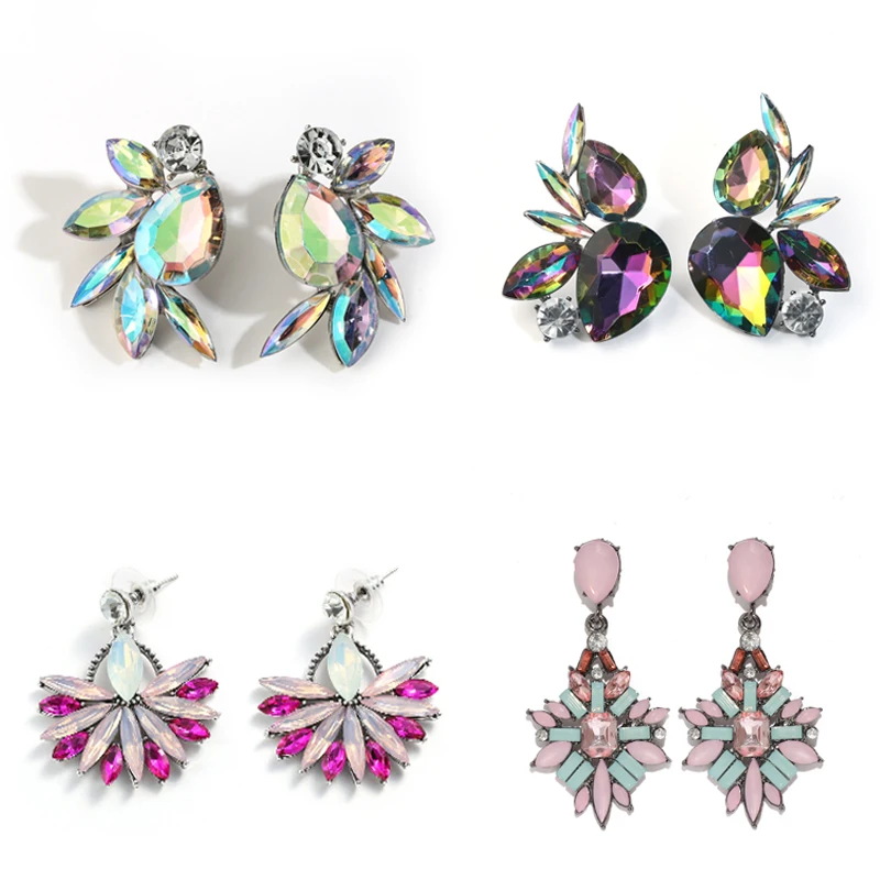 

CWEEL Long Drop Earrings For Women Geometric Fashion Wedding Jewelry 2019 Crystal Dangle Earrings Hanging Pendientes